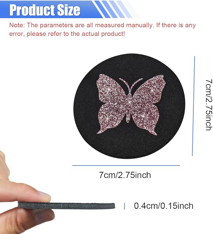 2PCS Bling Butterfly Car Coasters, 2.75 Inch Anti Slip Insert Cup Holder Coaster, Rhinestone Vehicle Cup Holder Decoration Pad, Universal Auto Interior Drink Water Bottle Mat Accessory (Pink)