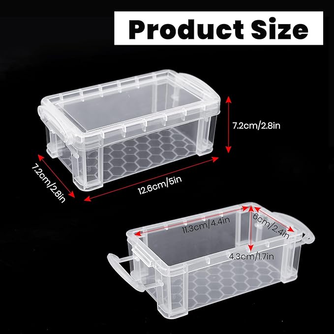 Small Plastic Box, 5" X 2.8" X 2" Stackable Mini Storage Box with Lid, Clear Organizer Container for Jewelry Beads, Small Crafts Items Accessories - -6 Pack