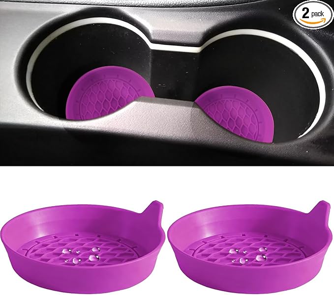 2 PCS Car Cup Coasters, Universal Cup Holder Coaster for Car Accessories, CupHolders Insert for Women Non-Slip Silicone Car Cup Holder Coasters