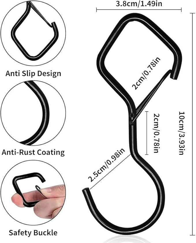 Keoferlon Diamond Hooks Anti-Drop 12 Pack S Utility Hooks Black Closet Hanging Clips Hanger for Shelves Purse Backpack