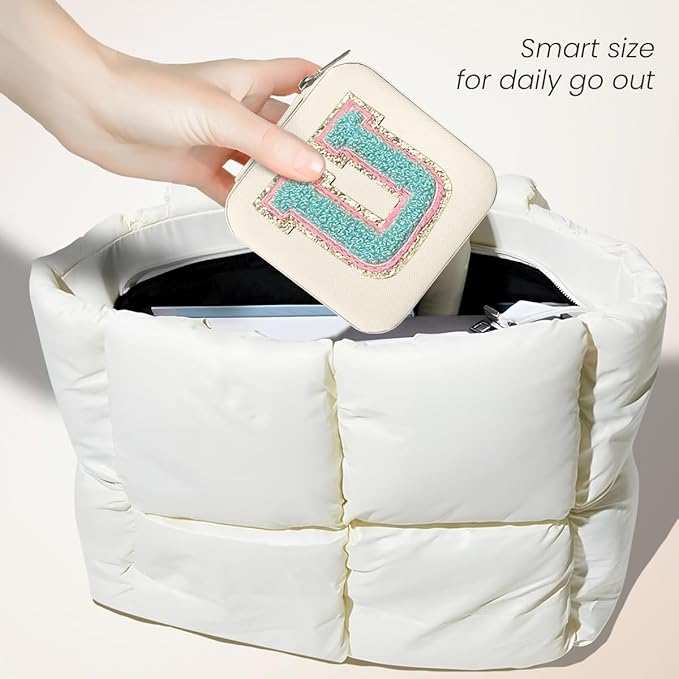 SANDJEST Personalized Jewelry Box, White Travel Jewelry Box with Initial U, Small Monogrammed Jewelry Case Organizer for Girls Women Teen Kids, Mini Travel Essentials Gifts for Birthday Christmas