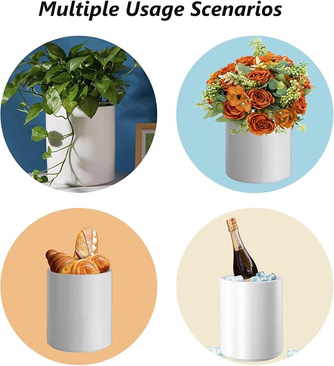 Utensil Holder Kitchen Utensil Holder for Countertop, Ceramic Cooking Utensil Holder for Kitchen Counter, Large Modern Spatula Holder Utensil Organizer Kitchen Decor, 6.5”H x 5.5”D White