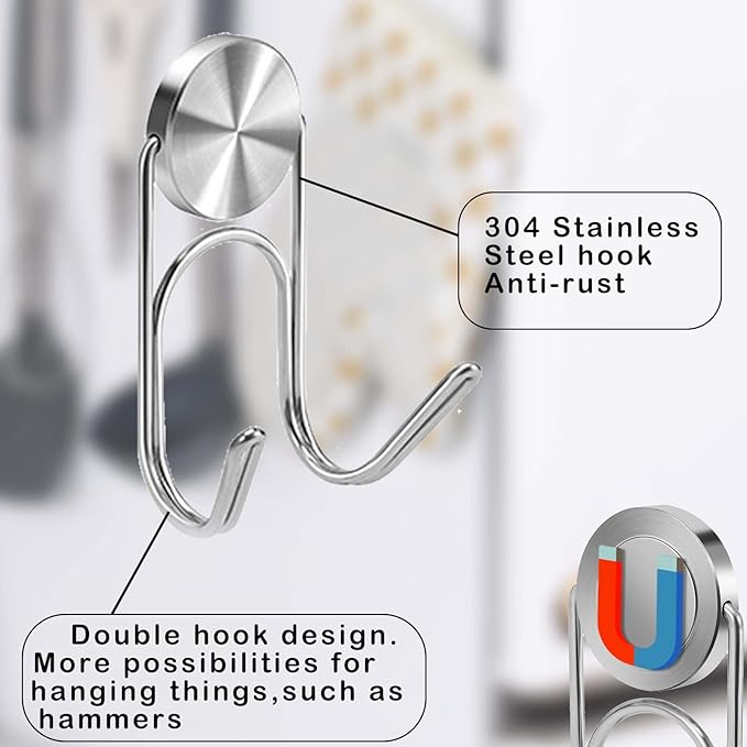 Magnetic Hooks 30Lbs+ 2026 Cruise Essentials Magnet Hook Heavy Duty Magnets Hanging Hooks for Refrigerator Grill Toolbox Cabins Outdoor 8 Pack (Silver)
