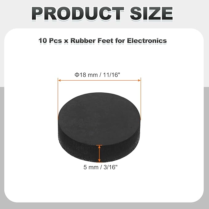 PATIKIL Non Slip Furniture Pads 11/16" (18mm x 5mm), 10 Pcs Adhesive Backed Round Rubber Feet Anti-Scratch Rubber Furniture Grippers for Hardwood Floor Electronics Bed Drawers DIY