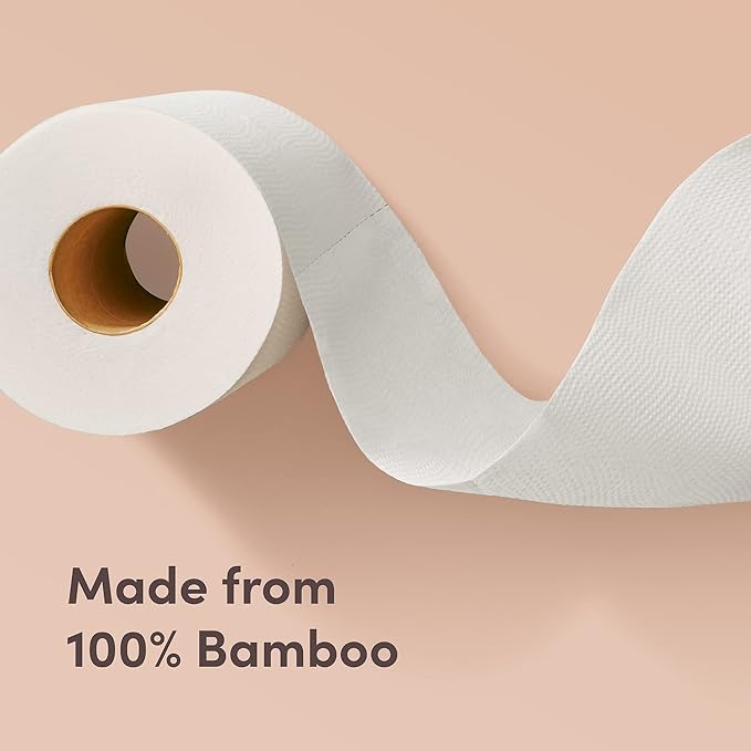 Amazon Aware Bamboo 3-Ply Toilet Paper, Unscented, 24 Rolls, FSC Certified, 350 Sheets, 8400 Count, Pack of 24, Plastic-Free