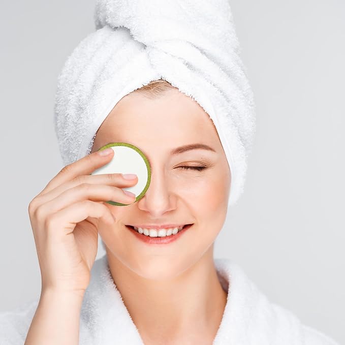 16PCS Reusable Cotton Pads Makeup Remover Face Cotton, Bamboo Storage Box Soft Facial Round, Washable Laundry Zero Waste Cleansing Wipes Storage Bamboo Box Bag Holder for Skin Care Gifts Exfoliating