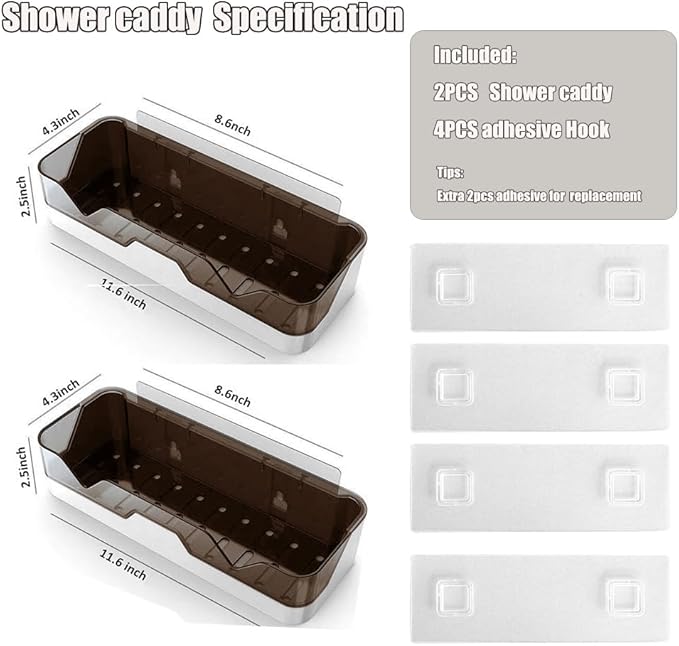 MRPAPA Bathroom Organizer Shower Caddy 2 Pack Wall Mounted Bath Shelves Kitchen Organization and Storage Bathroom Wall Mount Adhesive Shower Caddy Corner Shampoo Holder No Drilling Spice Rack