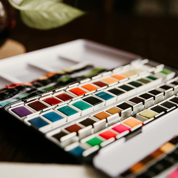 100Pcs White Plastic Empty Watercolor Half Pans – 2ML Capacity, Refillable Paint Pans for DIY Solid Watercolors, Gouache – Fits Metal Watercolor Tins & Travel Palette Box