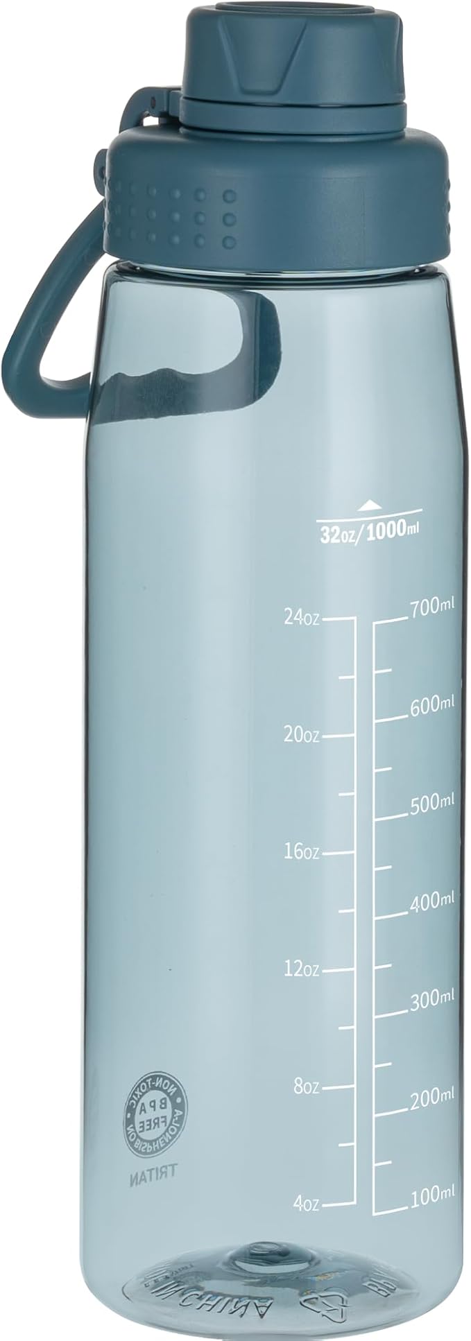Water Bottle 32oz, clear water bottle with Spout Lid and Carry Handle, Reusable, Tritan, BPA Free, Hiking Water Bottle Suitable for Travel, Outdoors, Gym, Travel, Home, School (Dark blue)