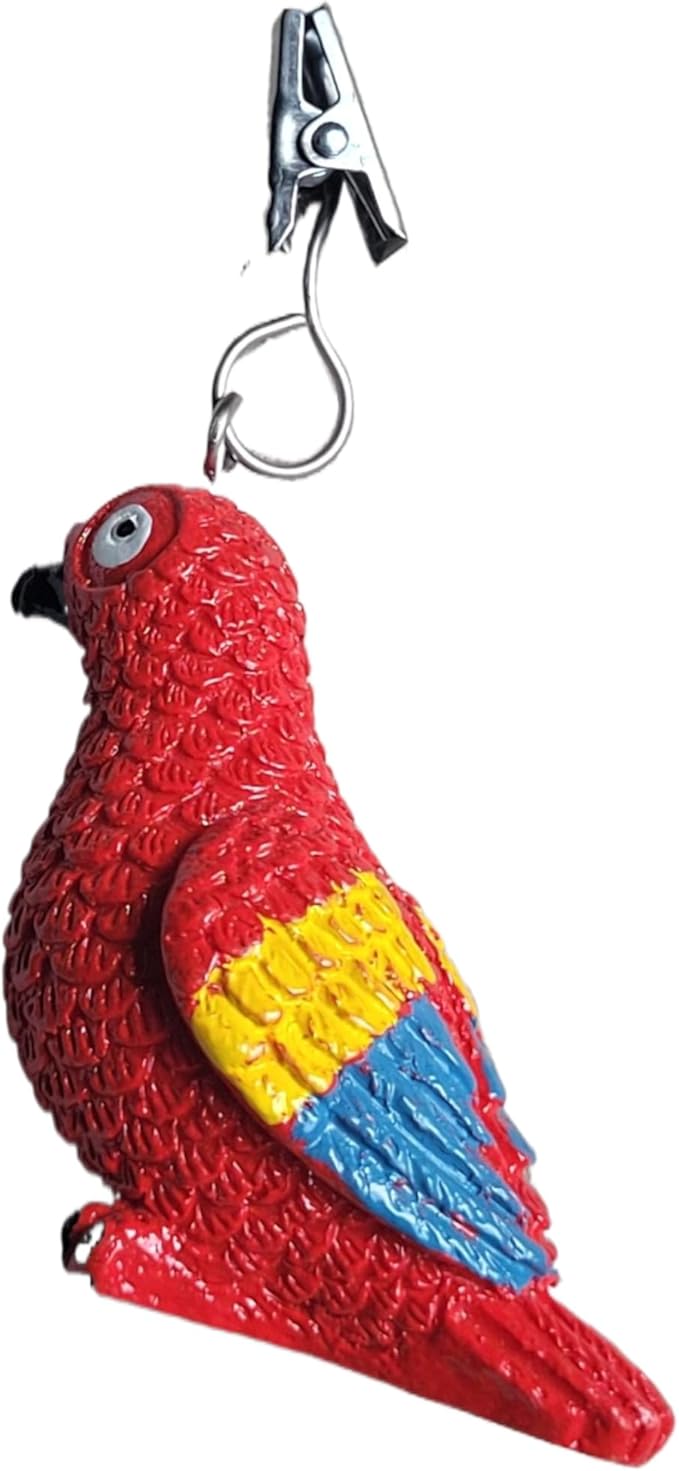 TwoFish Home Set of 4 Red Parrot Resin Tablecloth Weights Clips Red Parrot Handicraft Tablecloth Clamps Pack of 4