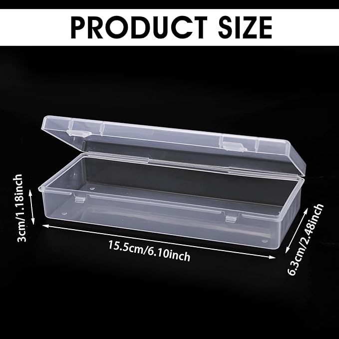 6 Inch Plastic Storage Boxes, 3 Pcs Rectangular Small Storage Containers with Hinged Lids Clear Storage Organizer Box for Small Items Art Craft Jewelry Accessories, 6.1 × 2.5 × 1.2 inches