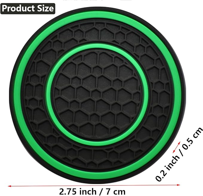 Car Cup Coaster Universal Automotive Waterproof Non-Slip Cup Holders Sift-Proof Spill Holder Car Interior Accessories 2 Pack Black & Green