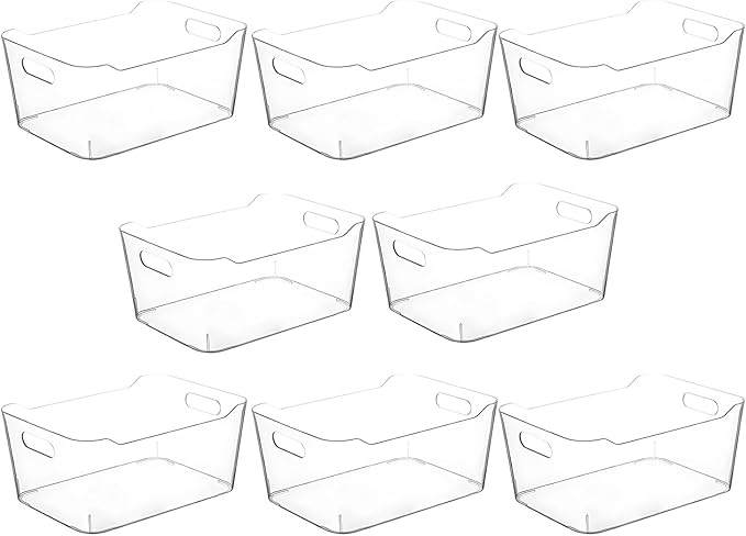 Clear Plastic Storage Bins, Small Fridge Organizer Kitchen Organizers and Storage Containers Bathroom Organization and Storage Bin for Makeup Organizer, fruits, Chips, Perfume, Skin Care, crafts