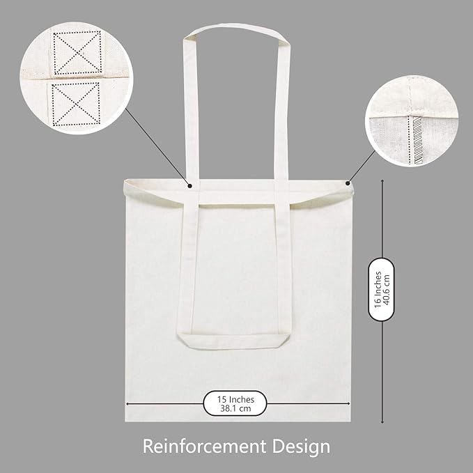 TOPDesign 5 | 12 | 24 | 48 | 192 Pack Economical Cotton Tote Bags, Lightweight Medium Reusable Grocery Shopping Cloth Bags, Suitable for DIY, Advertising, Promotion, Gift, Activity (5-Pack)