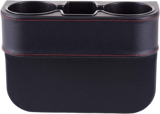 Car Seat Organizer Cup Drink Holders, Multifunctional Gap Filler Storage Box, Insert Organization Helps Reduce Distracted Driving & Holds Phone Mount Mug Bottle Cellphone Coaster Wallet Card (XBD-Black)