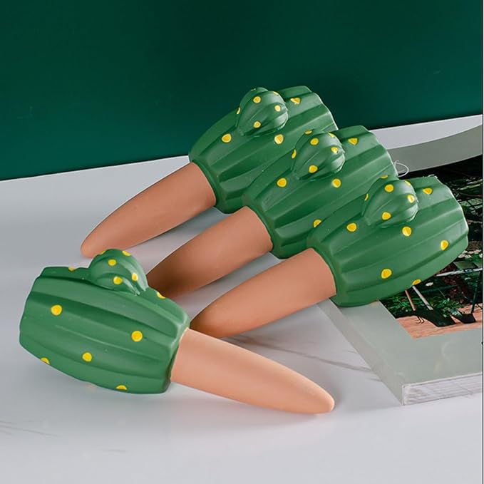 4 Pack Terracotta Watering Spikes, Self Watering Planter Insert, Small Watering Globes for Vacation Care, Garden/Office/Outdoor/Indoor Plants