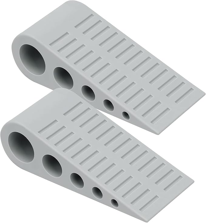 1.9 Inches Heavy Duty Door Stopper, 2 Pack Rubber Door Stop, Door Stoppers for Bottom of Door, Large Door Stopper Wedge for Home Office School (Grey)