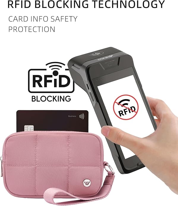 WESTBRONCO Puffer Wristlet Wallets for Women RFID Nylon Wallet with Zipper Quilted Purse for Travel Credit Card Holder Phone