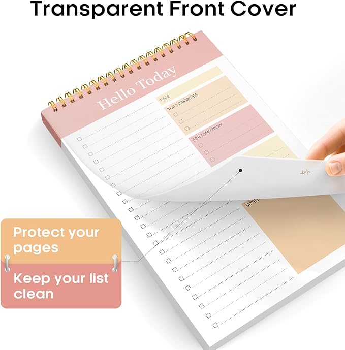 Taja To Do List Notepad - To Do List Notebook for Work with 52 Sheets, 9.8" x 6.5", Undated Daily Planner Perfect for Daily Tasks and Goal Setting, Notepad Suitable for Office, Home & School - Pink