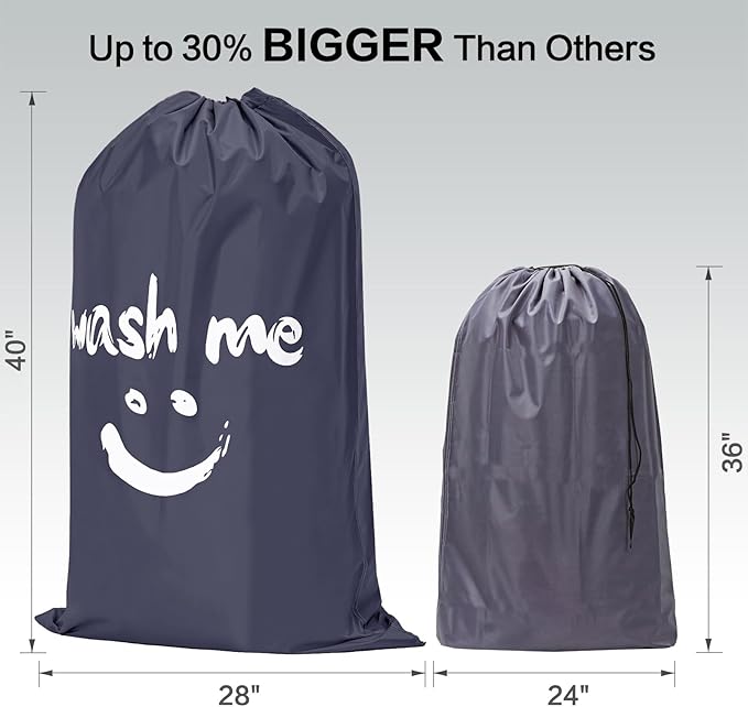 HOMEST XL Wash Me Travel Laundry Bag, Dirty Clothes Organizer, Large Enough to Hold 4 Loads of Garments, Easily Fits a Hamper or Clothing Basket, Grey