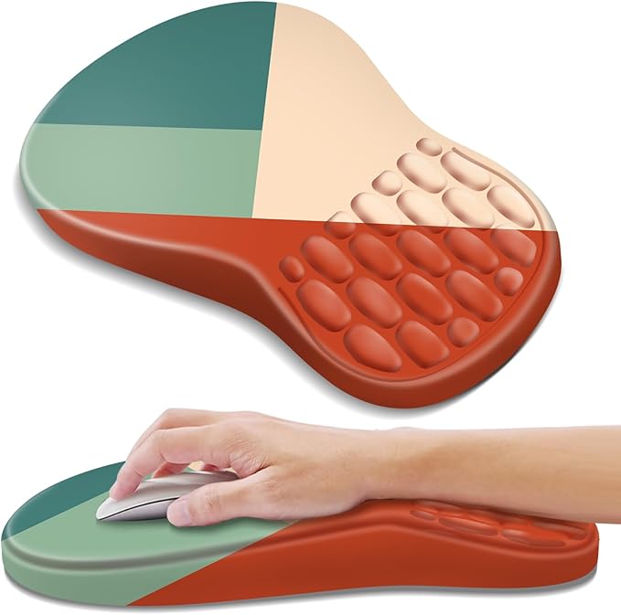 YIWEI Ergonomic Mouse Pad with Wrist Rest - Comfortable Office Mousepad with Memory Foam Wrist Support for Carpal Tunnel Relief, Mouse Pads with Non-Slip Base for Gaming and Home (Blocks)