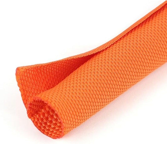 1-3/16 inch Split Braided Cable Management Sleeve for USB Cable Power Cord Audio Video Cable, Wire Loom Cord Protector from Cat Dog Chewing (Orange, 10FT)