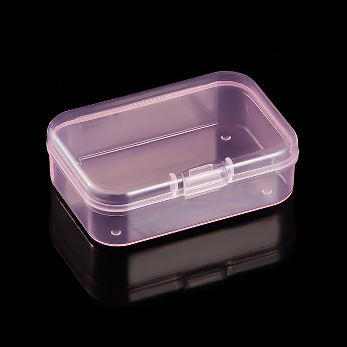 Goodma 30 Pieces Mini Rectangular Plastic Boxes Empty Storage Organizer Containers with Hinged Lids for Small Items and Other Craft Projects (Pink, 2.6 x 1.8 x 0.8 inch)