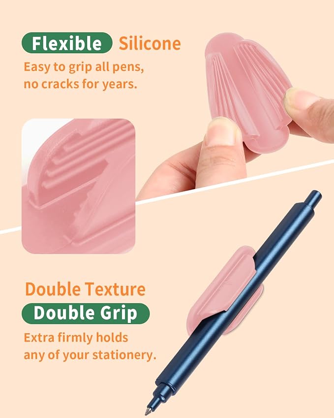 Adhesive Pencil Holders for Desk Set of 10 - Silicone Pen Holder with 15 PCS Adhesive Pads - Flexible Pencil Holder for Office Essentials Accessories and Teacher Supplies, Pink