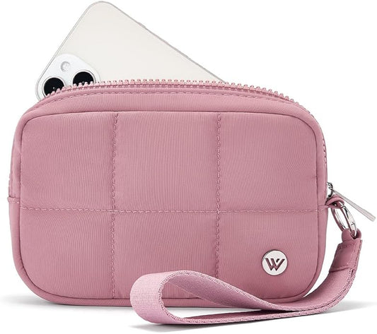 WESTBRONCO Puffer Wristlet Wallets for Women RFID Nylon Wallet with Zipper Quilted Purse for Travel Credit Card Holder Phone