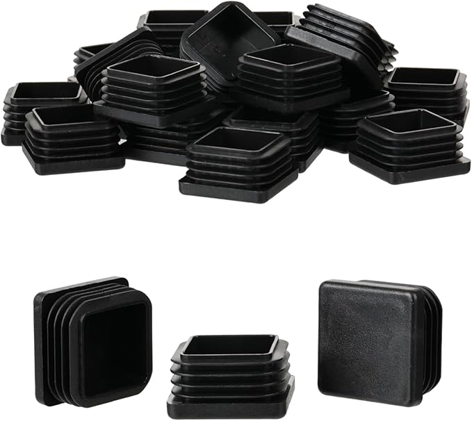 1-3/16" Square Tube End Cap Plastic Plugs Chair End Caps 1.16 Inch (30mm), 1.16" X 1.16" Tubing Plugs Furniture Sliders Glides Black (Fit 1.04-1.09" Square Tube Inner Size, 24pack)