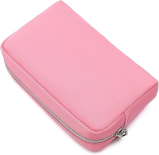 Waterproof Makeup Bag Large Capacity Women's Classic Black Wash Bag Adjustable Partition Wash Bag Brush and Cosmetic Carrying Bag… (Pink)