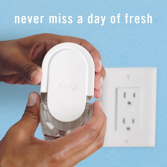 Febreze Plug In Air Freshener, Odor-Fighting Scented Oil Refill, Twlight Lavender and Downy April Fresh Scents, 4 Refills
