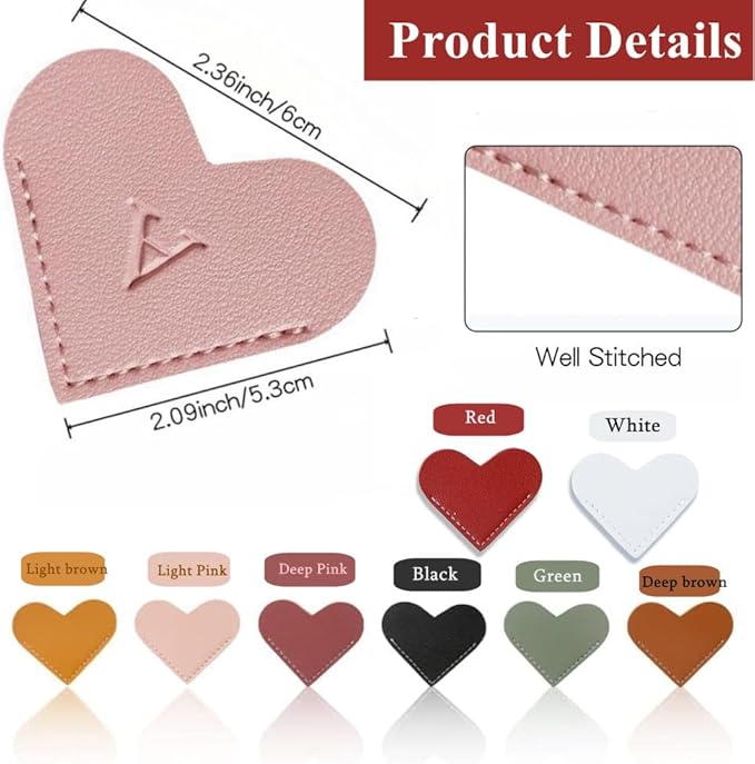 2Pcs Personalized Leather Heart Bookmark, 26 Letters Customized Corner Book Mark for Reading Women, Book Marker with Initials Cute Gifts (Black+Dark Brown, J)