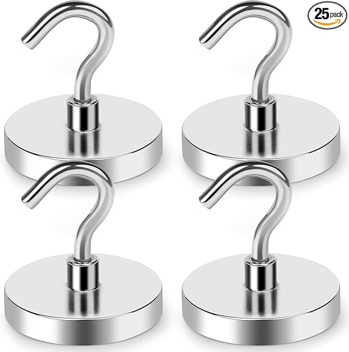 LOVIMAG Magnetic Hooks, 170lbs+ Strong Magnetic Hooks for Cruise Cabins Heavy Duty, Cruise Ship Essentials 2026, Refrigerator Magnets for Fridge, Hanging, Classroom Must Haves, Grills -25 Pack