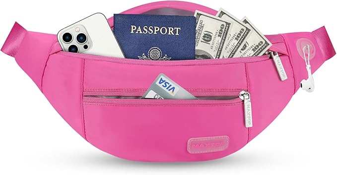 MAXTOP Large Crossbody Fanny Pack with 4-Zipper Pockets, Gifts for Enjoy Sports Festival Workout Traveling Running Casual Hands-Free Wallets Waist Pack Phone Bag Carrying All Phones