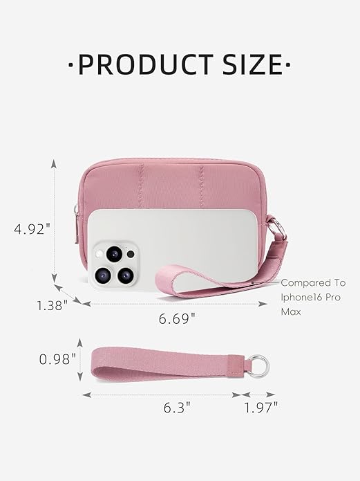 WESTBRONCO Puffer Wristlet Wallets for Women RFID Nylon Wallet with Zipper Quilted Purse for Travel Credit Card Holder Phone