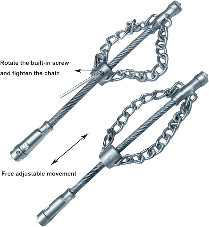 Flex-Shaft Sewer Descaling Chain, 16mm Drill-Powered Drain Cleaner, Hardened Steel Pipe Unclogger for Kitchen Sink, Bathtub, Toilet & Shower Drain, Reusable Pipeline Maintenance Tool
