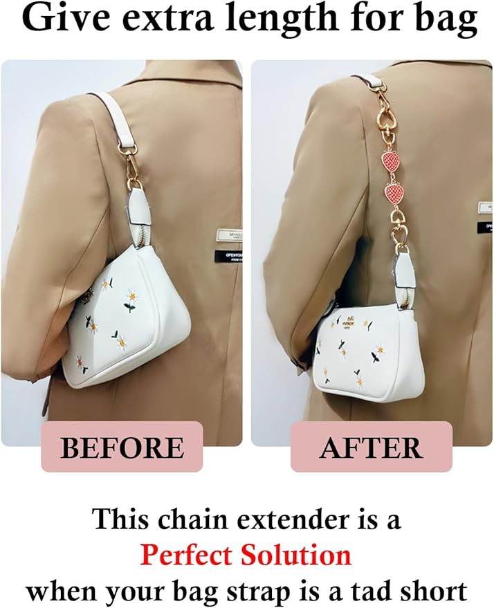 COICOIC Cute Strawberry Purse Strap Extender, 2 Pcs Strawberry Bag Chain Extender Accessory for Tabby Nolita Swinger Laurel Bag