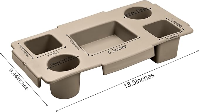 Tote Topper Tray Accessories for Bogg Bag Large Only – Waterproof EVA Table Top Organizer Lid with Cup Holder, Snack, Phone & Drink Holders for Beach, Pool, Picnic, Travel (Khaki)