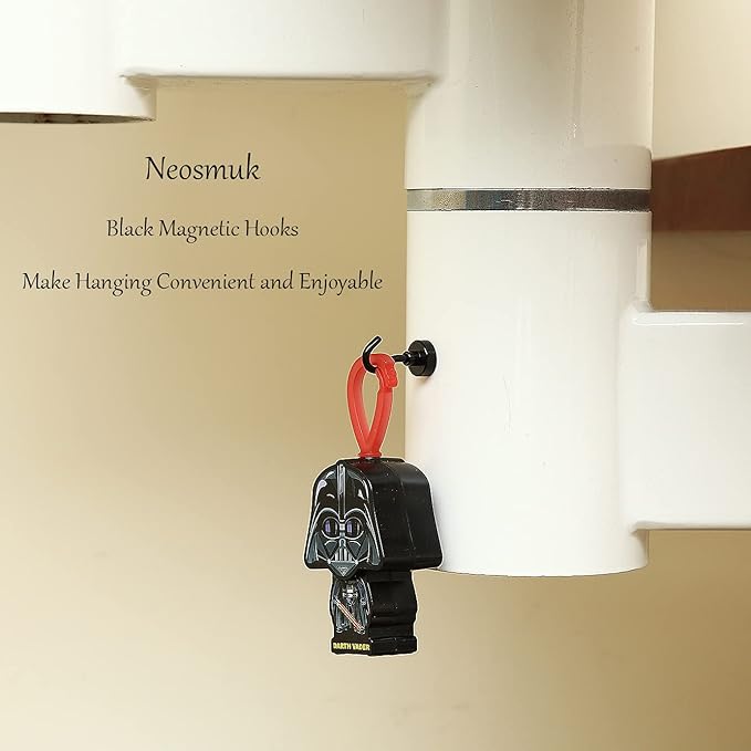 Neosmuk Magnetic Hooks, Cruise Ship Essentials, 32lb+ Heavy Duty Magnetic Hooks for Cruise Cabins, Refrigerator, Grill, Hanging, and Travel | Extra Strong Must-Haves Magnet Hook,Black