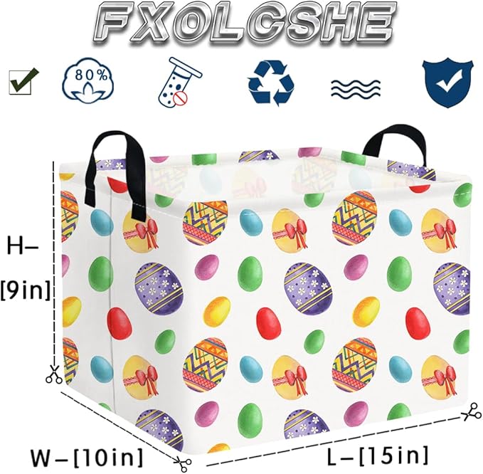 FXOLCSHE Rectangular Easter basket,Laundry Hamper,Kids Toy Storage Basket for baby Bedroom,Kids Storage Bin,Toy Gift Organizerm,Easter gift basket,Easter Home Decor(Flower egg)