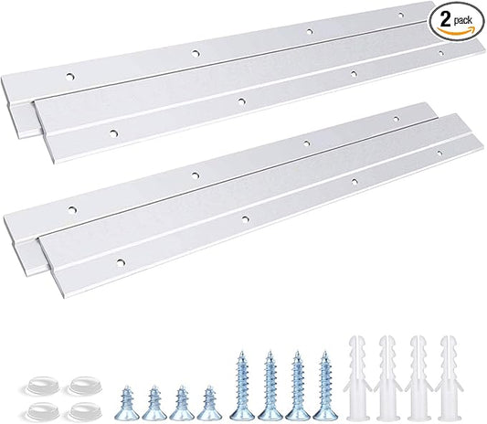 French Cleat Hanger 12 Inch, Aluminum Z Clips for Hanger Supports 80lbs - Interlocking Wall Mounting Bracket Hardware Kit for Hanging Mirrors, Picture, Shelf, Whiteboard, Art, Frames (12"-2Pairs)