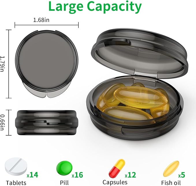 Small Pill Box, (8 Pack) Travel Pill Case Portable Daily Pill Organizer Mini Medicine Storage Container for Pocket Purse Cod Liver Oil Storage Box Earplug Case