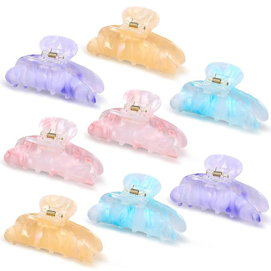 8 Pcs Large Acrylic Hair Claw Clips for Women Non-slip Strong Hold Jaw Clamps for Thick or Thin Hair(Marble,Candy Color)