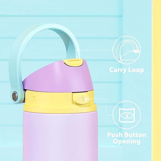 24 oz Insulated Water Bottle with Straw: Meoky Stainless Steel Metal Water Bottle with 2-in-1 Lid - Leak Proof, Cold for 24 Hours, Fits in Car Cup Holder, BPA-Free for Gym Travel Sports, Mauve