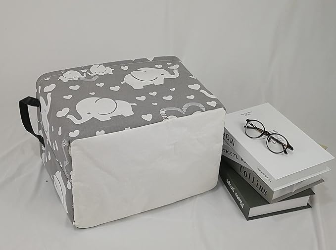 Rectangle Gift Storage Basket Home Shelf Storage Basket Organizer Box Clothes Laundry Hamper Nursery Basket Laundry Basket with Handles (love elephant)