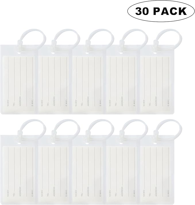 30 Pack Luggage Tags for Suitcases, Airplane Travel Essentials for Flying, International Travel Must-Haves, and Luggage Accessories by Sodsay