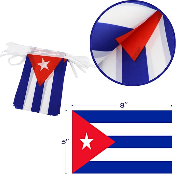 Cuba String Flag Pennant Banner - 38 Flags, 42 Feet Small Mini Cuban Flags Bunting Banner for Country Decoration, School, Party, Sports Events