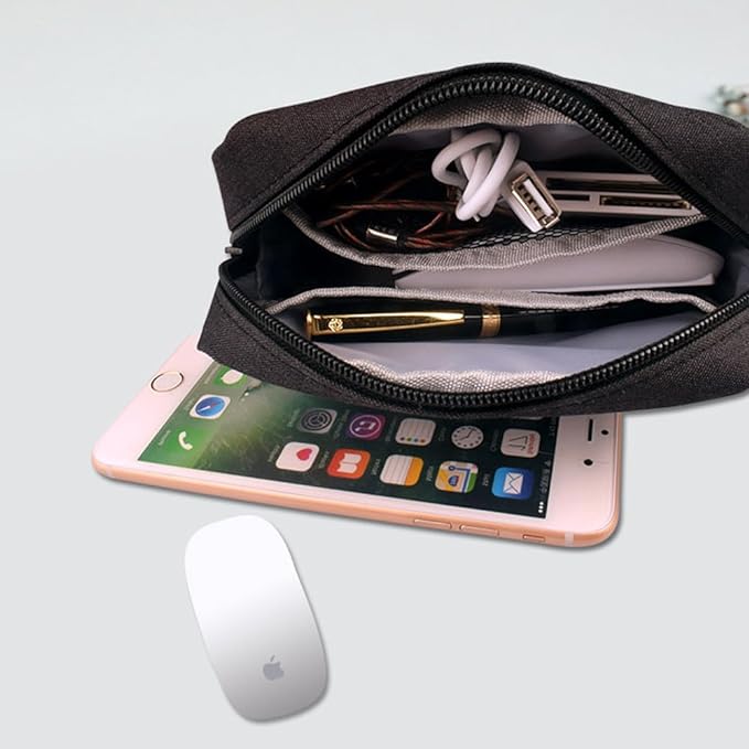 Universal Electronics/Accessories Soft Carrying Case Bag, Durable & Light-weight,Suitable for Out-going, Business, Travel and Cosmetics Kit (Small+Big-Black)