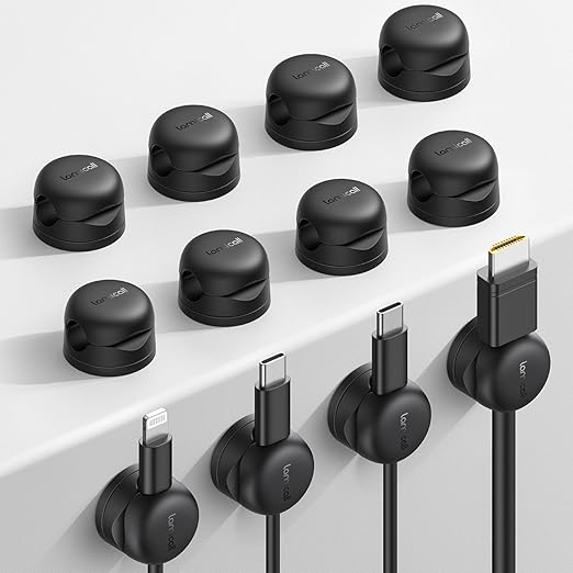 Lamicall 12-Pack Rotatable Cord Organizer, Desk Office Nightstand Accessories - Cable Management Clips, Desk Phone Charger Holder Gadgets, Wire Organizer Keeper for Home, Workspace, Dorm